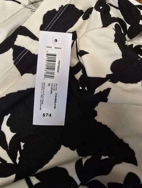 Premier Amore  Black & White Floral Off-Shoulder Sheath Dress 16. NWT - Picture 3 of 5